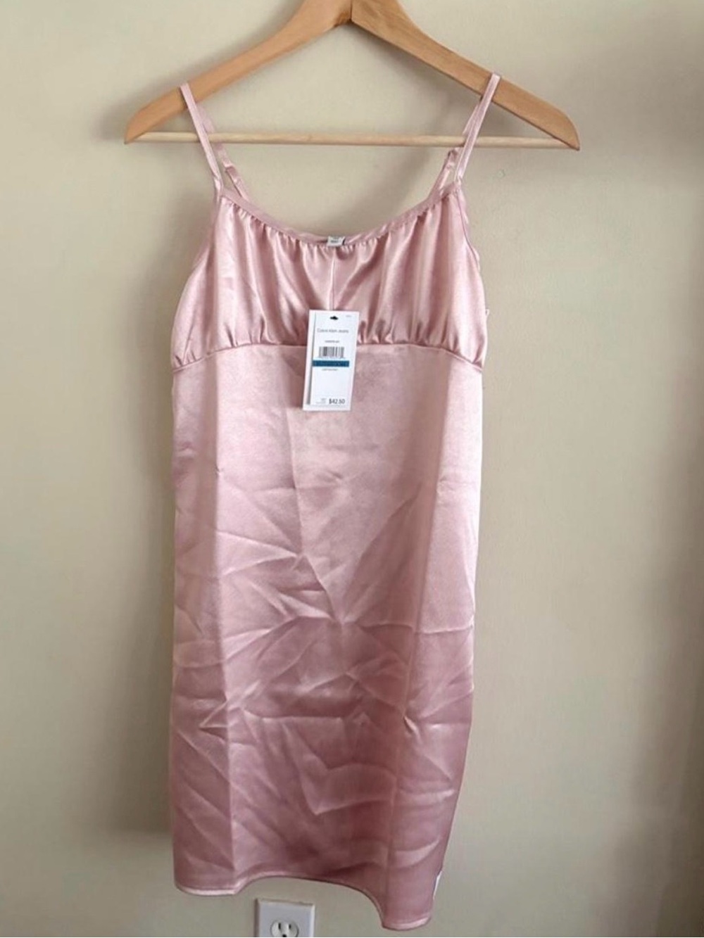 New with Tags Calvin Klein Rose Satin Slip Dress